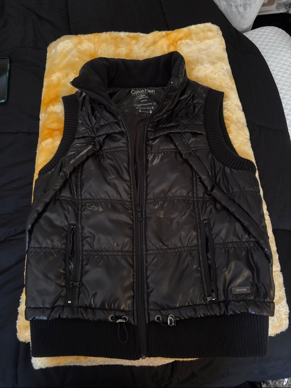 Calvin Klein Black Quilted Puffer Vest with Rib Trim